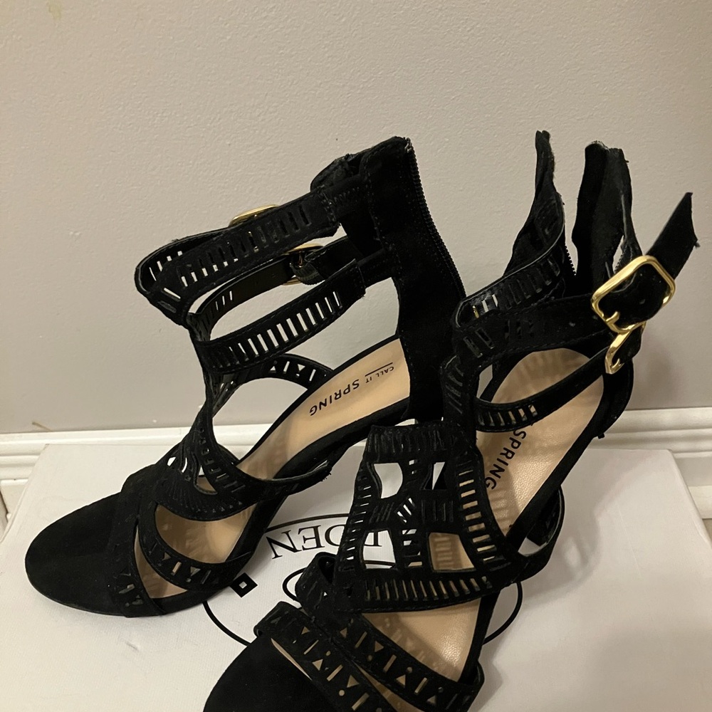 Women's Black Strappy Heels